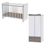 Kép 1/3 - Lorelli Sweet Dream kiságy 60x120 + Exclusive szekrény - White & Coffee