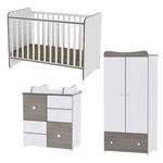 Kép 1/4 - Lorelli Sweet Dream kiságy 60x120 + Cupboard pelenkázó komód + Exclusive szekrény - White & Cof