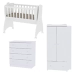 Kép 1/4 - Lorelli First Dreams ringatható bölcső 105x55 + Komód + Exclusive szekrény - White