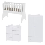 Kép 1/4 - Lorelli First Dreams ringatható bölcső 105x55 + Cupboard pelenkázó komód + Exclusive szekrény