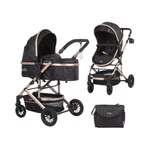 Kép 1/7 - Chipolino Estelle babakocsi mózessé alakítható sport résszel + autóshordozó 0-13kg - Ebony
