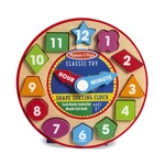Kép 1/3 - Melissa & Doug fa készségfejlesztő játék, formaillesztő óra