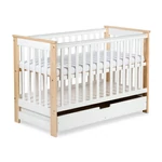 Kép 2/7 - Klups Iwo kiságy ágyneműtartóval 60x120 + komód - fehér&fenyő