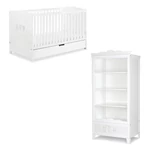 Kép 1/10 - Klups Marsell kiságy leesésgátlóval és ágyneműtartóval 70x140 + nyitott állószekrény - fe