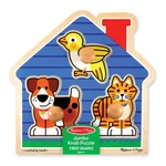 Kép 1/3 - Melissa & Doug Fa készségfejlesztő játék, Puzzle fogantyúval, kis kedvencek