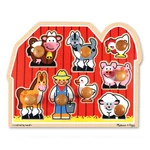Kép 1/3 - Melissa & Doug Fa készségfejlesztő játék, Puzzle fogantyúval, farm