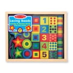 Kép 1/3 - Melissa & Doug Fa készségfejlesztő játék, Fűzős gyöngyök dobozban