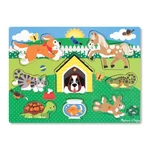 Kép 1/3 - Melissa & Doug Fa készségfejlesztő játék, háziállatok puzzle