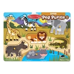 Kép 2/3 - Melissa & Doug Fa készségfejlesztő játék, puzzle fogantyúval, szafari
