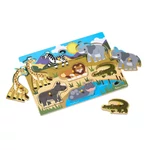 Kép 3/3 - Melissa & Doug Fa készségfejlesztő játék, puzzle fogantyúval, szafari