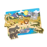 Kép 1/3 - Melissa & Doug Fa készségfejlesztő játék, puzzle fogantyúval, szafari