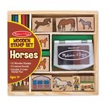 Kép 1/3 - Melissa & Doug Fa nyomda készlet ceruzákkal, lovak