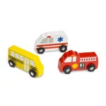 Kép 3/3 - Melissa & Doug Fa jármű, Városi autók, 9 db