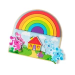 Kép 1/3 - Melissa & Doug fa készségfejlesztő játék, Azúrkék nyomok és te - szivárvány puzzle