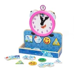 Kép 1/3 - Melissa & Doug fa készségfejlesztő játék, Azúrkék nyomok és te - mágneses óra