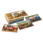 Kép 1/3 - Melissa & Doug Fa készségfejlesztő játék, Puzzlek dobozban, építkezés