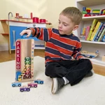 Kép 2/3 - Melissa & Doug Fa készségfejlesztő játék, Színes-számos autós parkolótorony