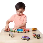 Kép 2/3 - Melissa & Doug Fa vonatok és sínek, Vonatszerelvények 8 db