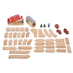 Kép 2/3 - Melissa & Doug Fa vonatok és sínek, Vonat és sínek és kiegészítők, 47 db-os szett