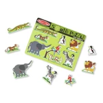 Kép 3/3 - Melissa & Doug Hangos puzzle, Állatkert