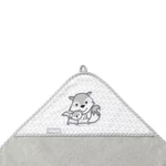 Kép 2/2 - BabyOno fürdőlepedő kapucnis bambusz 100x100cm szürke róka 346/03