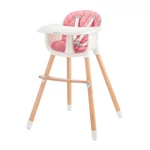 Kép 1/10 - Kinderkraft etetőszék Sienna 2in1 fa lábbal pink