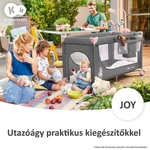 Kép 2/9 - Kinderkraft utazóágy Joy kiegészítőkkel szürke-pink