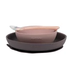 Kép 1/3 - Nattou étkészlet szilikon 3 részes pink-szürke