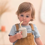 Kép 2/2 - Nattou itatópohár szívószálas szilikon 150ml homok