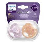 Kép 2/5 - Philips AVENT játszócumi Ultrasoft Premium állatos 6-18hó lányos 2db