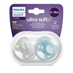 Kép 2/5 - Philips AVENT játszócumi Ultrasoft Premium állatos 6-18hó fiús 2db
