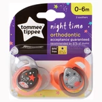 Kép 1/4 - Tommee Tippee játszócumi CTN Night 2 db 0-6 hó neon narancs-szürke