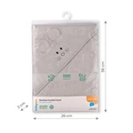 Kép 4/6 - BabyOno fürdőlepedő kapucnis bambusz 100x100cm egérfülekkel szürke 1553/03