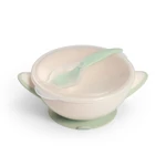 Kép 1/6 - BabyOno tányér - tapadó aljú, fedeles, kanállal krém/zöld 1063/07