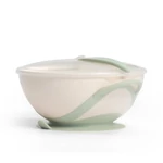 Kép 4/6 - BabyOno tányér - tapadó aljú, fedeles, kanállal krém/zöld 1063/07