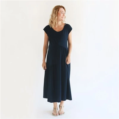 Kismama maxi ruha 100% pamut kék és antracit Love2Wait m kék