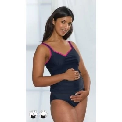EXTRA AKCIÓ Kivehető szivacsbetétes kismama tankini több szín EmmaJane EJ956 42/44 pink szegélyes