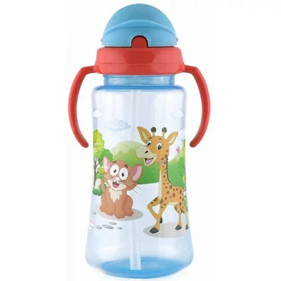Baby Care Szafari szívószálas sportitató 330 ml - blue