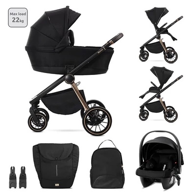 Lorelli Bianca 3az1-ben újszülött babakocsi Lorelli Aria Luxe hordozóval - Black (2doboz)