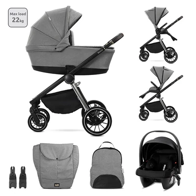 Lorelli Bianca 3az1-ben újszülött babakocsi Lorelli Aria Luxe hordozóval - Grey (2doboz)