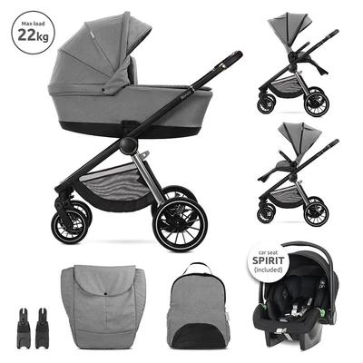 Lorelli Bianca 3az1-ben újszülött babakocsi Lorelli Spirit hordozóval - Grey (2doboz)
