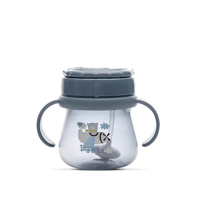 Baby Care szívószálas itató fogantyúval 250ml - Blue