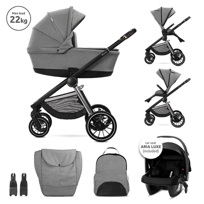 Lorelli Bianca 3az1-ben újszülött babakocsi Lorelli Aria Luxe hordozóval - Grey (2 doboz)