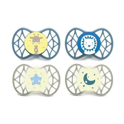 Nuvita Orthosoft Air55 4db-os cumi szett 0+ - Powder Blue/Sage Green - 70644 zsiráf, oroszlán, csi