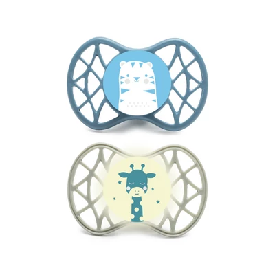 Nuvita Symmetric Air55 2db-os cumi szett 0+ - Powder Blue/Sage Green - tigris/zsiráf 70652