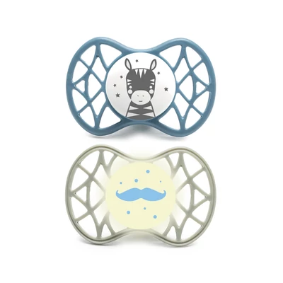 Nuvita Symmetric Air55 2db-os cumi szett 6+ - Powder Blue/Sage Green - zebra/bajusz 70852