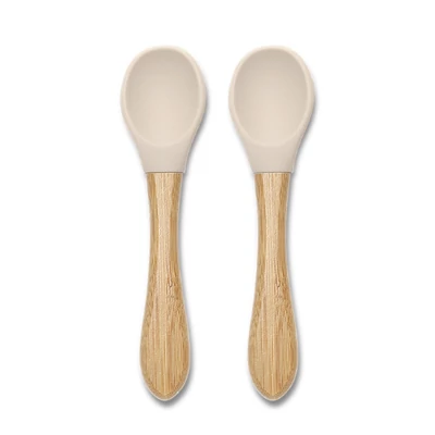 Lorelli szilikon kanalak bambusz nyéllel 2 db - Beige