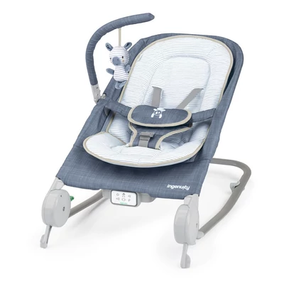 Ingenuity Rezgő masszázs pihenőszék dallamokkal, Happy Belly™, Rock-to-Bounce, Chambray, 0 hó