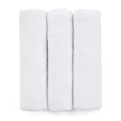 Petite&Mars Bambusz muszlin 3db-os pelenka szett, Moussy Total White, 68 x 68 cm