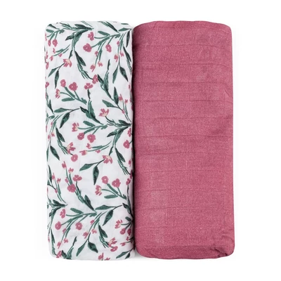 PETITE&MARS Bambusz muszlin 2db-os pelenka szett Misty Pink Meadow 120 x 120 cm